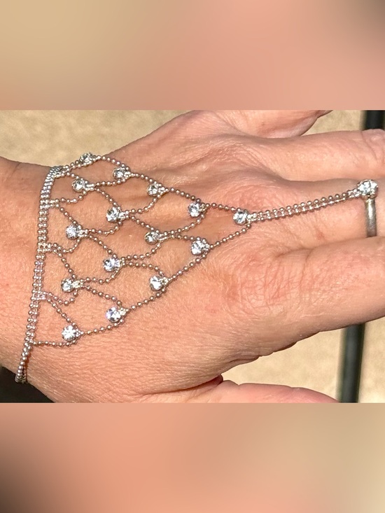 Jewelry - Silver Crystal Hand Chain Bracelet
